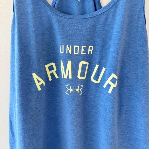 Under Armour HeatGear Strappy Back Tank Top Blue Yellow Size Womens L - Picture 4 of 6